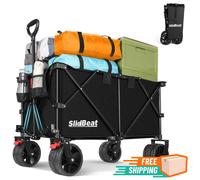 Carrello Pieghevole Con Ruote Grandi e Tasche 220Lt per Giardino Spiaggia 150Kg