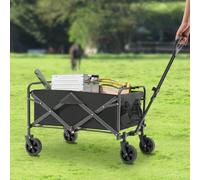 Carrello pieghevole con tasche laterali e portabicchieri Maniglia regolabile Carrello da giardino DescrizioneHai ancora difficoltà a spostare oggetti pesanti? Questo carrello pieghevole è un valido ai