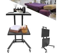 Carrello pieghevole con vassoio, in acciaio inox, multifunzione, con ruote, per saloni, spa e cucina, carrello portatile per riporre e trasportare facilmente