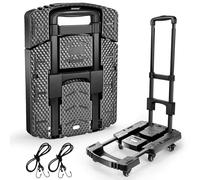 Carrello pieghevole da 500 libbre - Carrello portatile for carichi pesanti con 6 ruote, carrello for bagagli pieghevole, 2 corde elastiche - Ideale for viaggi, traslochi e altro ancora(Nero)