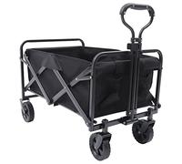 Carrello pieghevole da spiaggia con tasca laterale e portabevande maniglia regolabile da giardino carrello da spiaggia per qualsiasi terreno campeggio e shopping all'aperto