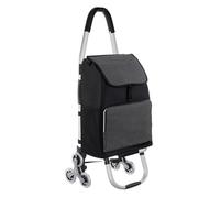 Carrello pieghevole Fare la spesa con le ruote pieghevoli tirando mano nella un carrello for uso domestico Carrello adatto per Scale(Nero)