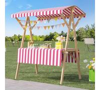 Carrello pieghevole for bancarelle, carrello for cibo, gelati, frutta e fiori for aziende, espositore for bancarelle in legno leggero for centri commerciali, mercati agricoli, fiere(Pink,150x60cm/59x2