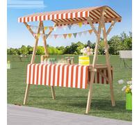 Carrello pieghevole for bancarelle, carrello for cibo, gelati, frutta e fiori for aziende, espositore for bancarelle in legno leggero for centri commerciali, mercati agricoli, fiere(Orange,150x60cm/59