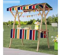 Carrello pieghevole for bancarelle, carrello for cibo, gelati, frutta e fiori for aziende, espositore for bancarelle in legno leggero for centri commerciali, mercati agricoli, fiere(Colorful,150x60cm/