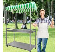 Carrello pieghevole for la vendita di cibo, gelato, carrello for la vendita di hot dog, caramelle/dessert/giocattoli, carrello leggero for il mercato agricolo(Green,Width/100cm(39.4"))