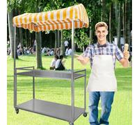 Carrello pieghevole for la vendita di cibo, gelato, carrello for la vendita di hot dog, caramelle/dessert/giocattoli, carrello leggero for il mercato agricolo(Yellow,Width/120cm(47.2"))