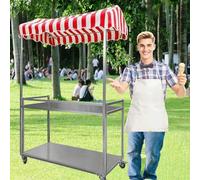Carrello pieghevole for la vendita di cibo, gelato, carrello for la vendita di hot dog, caramelle/dessert/giocattoli, carrello leggero for il mercato agricolo(Red,Width/120cm(47.2"))