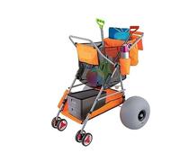 Carrello pieghevole for vagoni arancione/blu portatile da campeggio all'aperto spiaggia multifunzione manico regolabile for carrello barbecue picnic(Oranje)