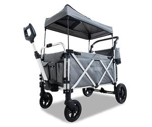 Carrello pieghevole Fuxtec Super Plus CTL950, carretto Bollerwagen grigio, estensione della cabina, per bambini, trasporto, spiaggia, città da traino o spinta, portata 75 kg, vagone da giardino