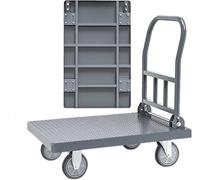 Carrello pieghevole in acciaio con superficie antiscivolo, capacità 600 kg, carrello a 4 ruote per una facile mobilità, 75 x 50 x 88 cm