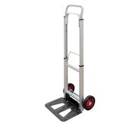 Carrello pieghevole in alluminio, capacità 90 kg, leggero e facile da riporre, ideale per trasportare oggetti con facilità.