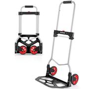 Carrello pieghevole in alluminio con Corda Elastica e manico estraibile per ufficio e uso- Portata 100kg, Rosso