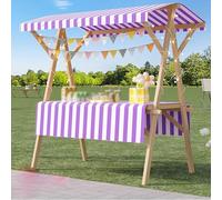 Carrello pieghevole in legno con ruote, colore viola, perfetto per bancarelle, mercati agricoli e fiere (120 cm, tipo 2: 150 x 58,4 cm)