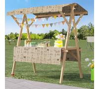 Carrello pieghevole in legno leggero per catering, facile da montare, portatile, per mercati agricoli e fiere, con tettuccio, per fiori e regali