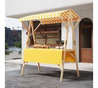 Carrello pieghevole per bancarella del mercato, carrello portatile per venditori di alimenti all'aperto con baldacchino, stand per snack all'aperto, espositore per mercati, cibo da strada ed eventi