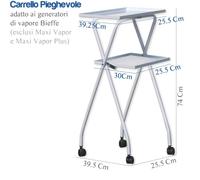 Carrello Pieghevole per generatori di vapore e stirelle 39x25xh74 cm in metallo laccato bianco