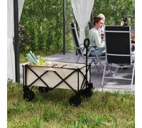 Carrello Pieghevole per Giardino 100 kg Leggero e Resistente Plane Rimovibile Ruote e Manico CapacitÃ 138 litri Beige