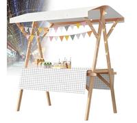 Carrello pieghevole per hot dog con ombrellone, carrello per venditori all'aperto, carretti per venditori di caramelle in legno per mercati agricoli/strada(O,59x23.6in folding type)