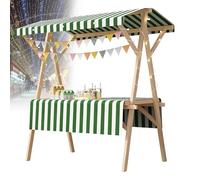 Carrello pieghevole per hot dog con ombrellone, carrello per venditori all'aperto, carretti per venditori di caramelle in legno per mercati agricoli/strada(B,59x23.6in folding type)