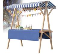 Carrello pieghevole per hot dog con ombrellone, carrello per venditori all'aperto, carretti per venditori di caramelle in legno per mercati agricoli/strada(E,47x23.6in folding type)