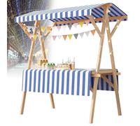 Carrello pieghevole per hot dog con ombrellone, carrello per venditori all'aperto, carretti per venditori di caramelle in legno per mercati agricoli/strada(F,47x23.6in folding type)