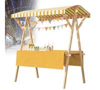 Carrello pieghevole per hot dog con ombrellone, carrello per venditori all'aperto, carretti per venditori di caramelle in legno per mercati agricoli/strada(C,59x23.6in folding type)