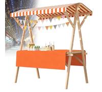 Carrello pieghevole per hot dog con ombrellone, carrello per venditori all'aperto, carretti per venditori di caramelle in legno per mercati agricoli/strada(G,47x23.6in folding type)