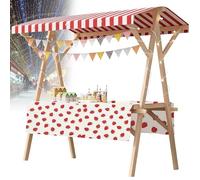 Carrello pieghevole per hot dog con ombrellone, carrello per venditori all'aperto, carretti per venditori di caramelle in legno per mercati agricoli/strada(N,47x23.6in folding type)