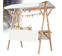 Carrello pieghevole per hot dog con ombrellone, carrello per venditori all'aperto, carretti per venditori di caramelle in legno per mercati agricoli/strada(M,59x23.6in folding type)