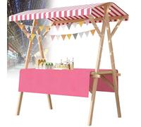 Carrello pieghevole per hot dog con ombrellone, carrello per venditori all'aperto, carretti per venditori di caramelle in legno per mercati agricoli/strada(H,47x23.6in folding type)