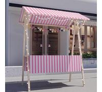 Carrello Pieghevole per Hot Dog con ombrellone, carretti per venditori di Caramelle in Legno per mercati agricoli/Strada, bancarella di dolciumi per Gelati/Giocattoli (Rosa, Larghe