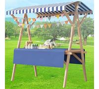 Carrello pieghevole per hot dog con ombrellone,carretti per venditori di caramelle legno per mercati agricoli/strada,bancarella dolciumi per venditori gelati/giocattoli(C,47x23.6in folding type)