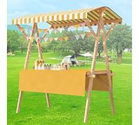 Carrello pieghevole per hot dog con ombrellone,carretti per venditori di caramelle legno per mercati agricoli/strada,bancarella dolciumi per venditori gelati/giocattoli(A,59x23.6in folding type)