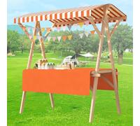 Carrello pieghevole per hot dog con ombrellone,carretti per venditori di caramelle legno per mercati agricoli/strada,bancarella dolciumi per venditori gelati/giocattoli(E,59x23.6in folding type)