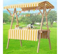 Carrello pieghevole per hot dog con ombrellone,carretti per venditori di caramelle legno per mercati agricoli/strada,bancarella dolciumi per venditori gelati/giocattoli(B,59x23.6in folding type)