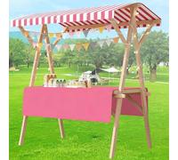 Carrello pieghevole per hot dog con ombrellone,carretti per venditori di caramelle legno per mercati agricoli/strada,bancarella dolciumi per venditori gelati/giocattoli(I,59x23.6in folding type)