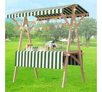 Carrello pieghevole per hot dog con ombrellone,carretti per venditori di caramelle legno per mercati agricoli/strada,bancarella dolciumi per venditori gelati/giocattoli(H,47x23.6in folding type)