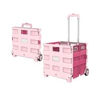 Carrello pieghevole per la spesa, portatile, con coperchio e 2 ruote, cestino della spesa con manico, ideale per shopping e viaggi (colore: rosa)