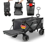 Carrello pieghevole per spiaggia e spesa con portellone posteriore, portata 100 kg, freno a pedale, ruote orientabili, maniglia estensibile