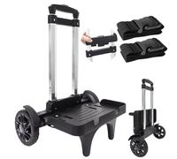 Carrello pieghevole per zaino con grandi ruote solide, carrello bagagli in lega di alluminio con base di protezione dei bordi, carrello universale per zaini, zaino per il pranzo, borsa da golf,