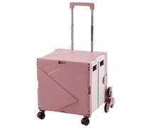 Carrello pieghevole portatile con ruote per salire le scale, capacità 70 l per viaggi, shopping, traslochi e ufficio - Carrello con manico telescopico beige