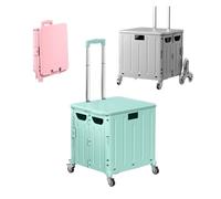 Carrello Pieghevole Pratico Con Ruota Girevole A 360°, Carrello Portautensili Portatile Pieghevole E Leggero For La Spesa(Green 50L four wheel)