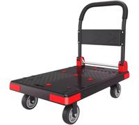 Carrello pieghevole resistente - Carrello a mano a pianale con ruote girevoli, carrello portatile per ufficio e casa, grande capacità (nero)