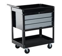 Carrello Porta Attrezzi da Officina Professionale Cassettiera in Lamiera Nero 68x46x88 cm