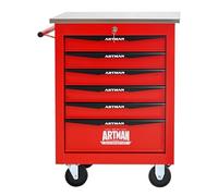 Carrello Porta Attrezzi in Acciaio con 6 Cassetti, Multiuso Mobile con Ruote, Organizer Scorrevoli a Cuscinetti a Sfera, per Garage, Officina o Laboratorio, Rosso e Nero, 52.4 x 33 x 65.6 cm