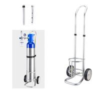 Carrello porta bombole di gas in alluminio - Carrello regolabile per bombole di gas medico con ruote, scaffale portatile per contenitori di stoccaggio, cinghie anti-inclinazione, adatto per serbatoi