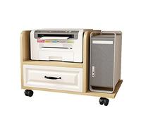 Carrello porta CPU mobile con cassetti portaoggetti Supporto stampante a 2 livelli su ruote sotto scrivania PC Tower Stand per casa ufficio finitura naturale (76 x 46,5 x 45 cm)
