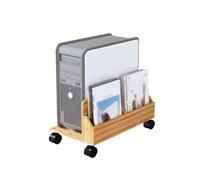 Carrello porta CPU per computer, Supporto for PC Tower con ruote girevoli in legno multicolore for riporre oggetti sotto la scrivania(Natural)