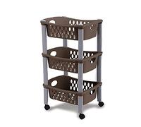 Carrello Porta Frutta 3 Ripiani vivande cestini Contenitore Multiuso Rosso Blu Tortora c/Ruote Prodotto Italiano e Robusto-Tortora